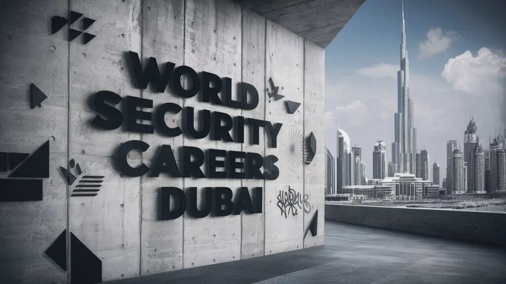 World Security Careers Dubai text on wall